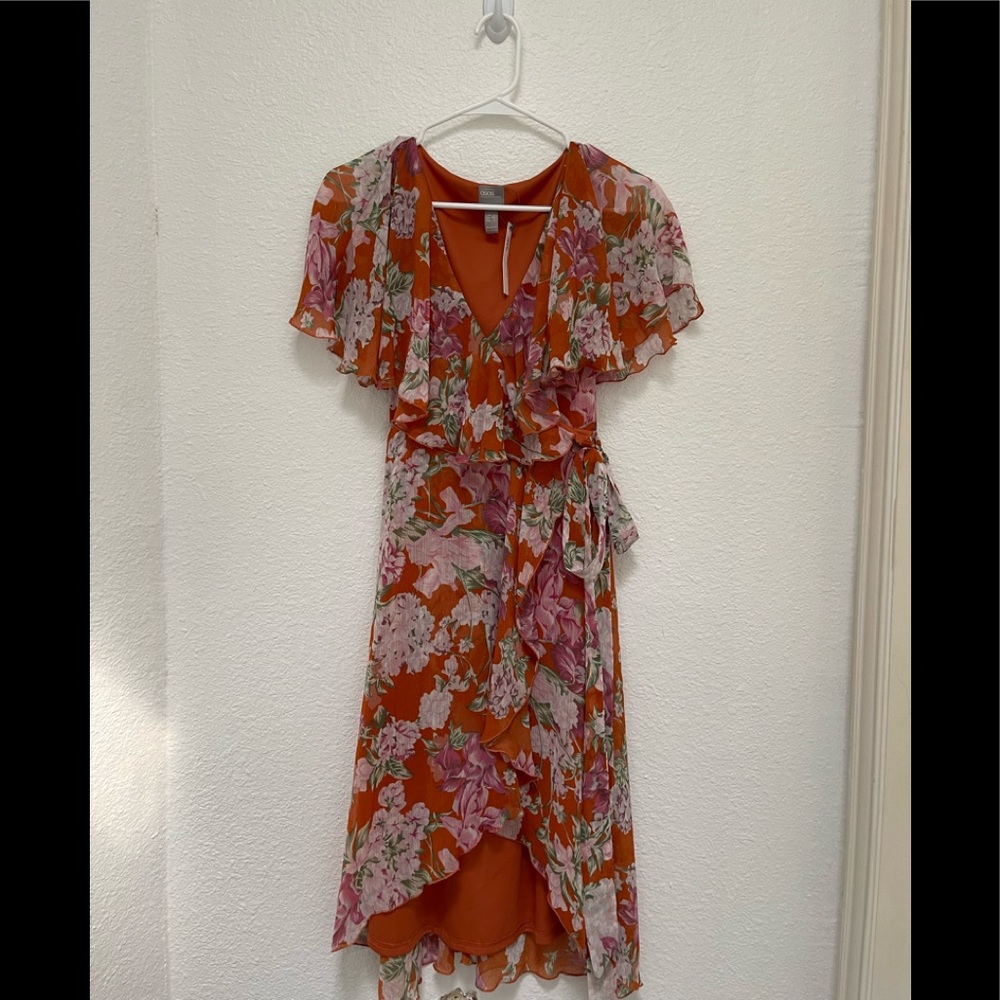 ASOS Wrap Dress Size 2 Orange Floral